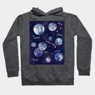 Blue cosmos Milky Way with text Hoodie